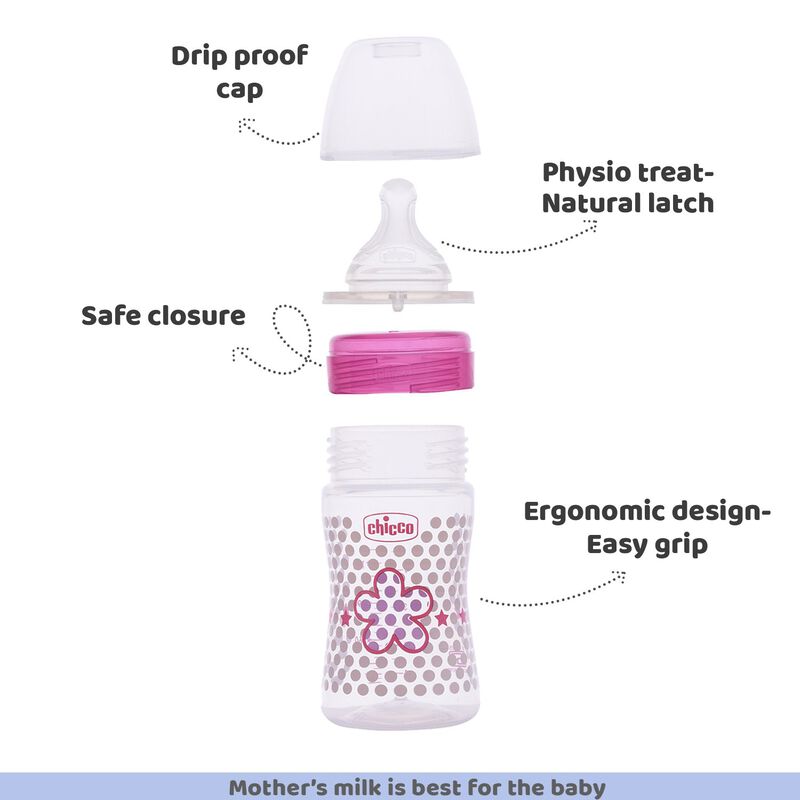 Well-Being Feeding Bottle (150ml, Slow) (Pink) image number 5